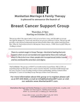Breast Cancer Support Group Flyer www.ManhattanMFT.com