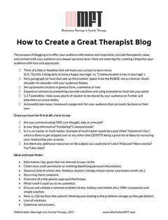 Printable How to Write a Great Therapist Blog www.ManhattanMFT.com
